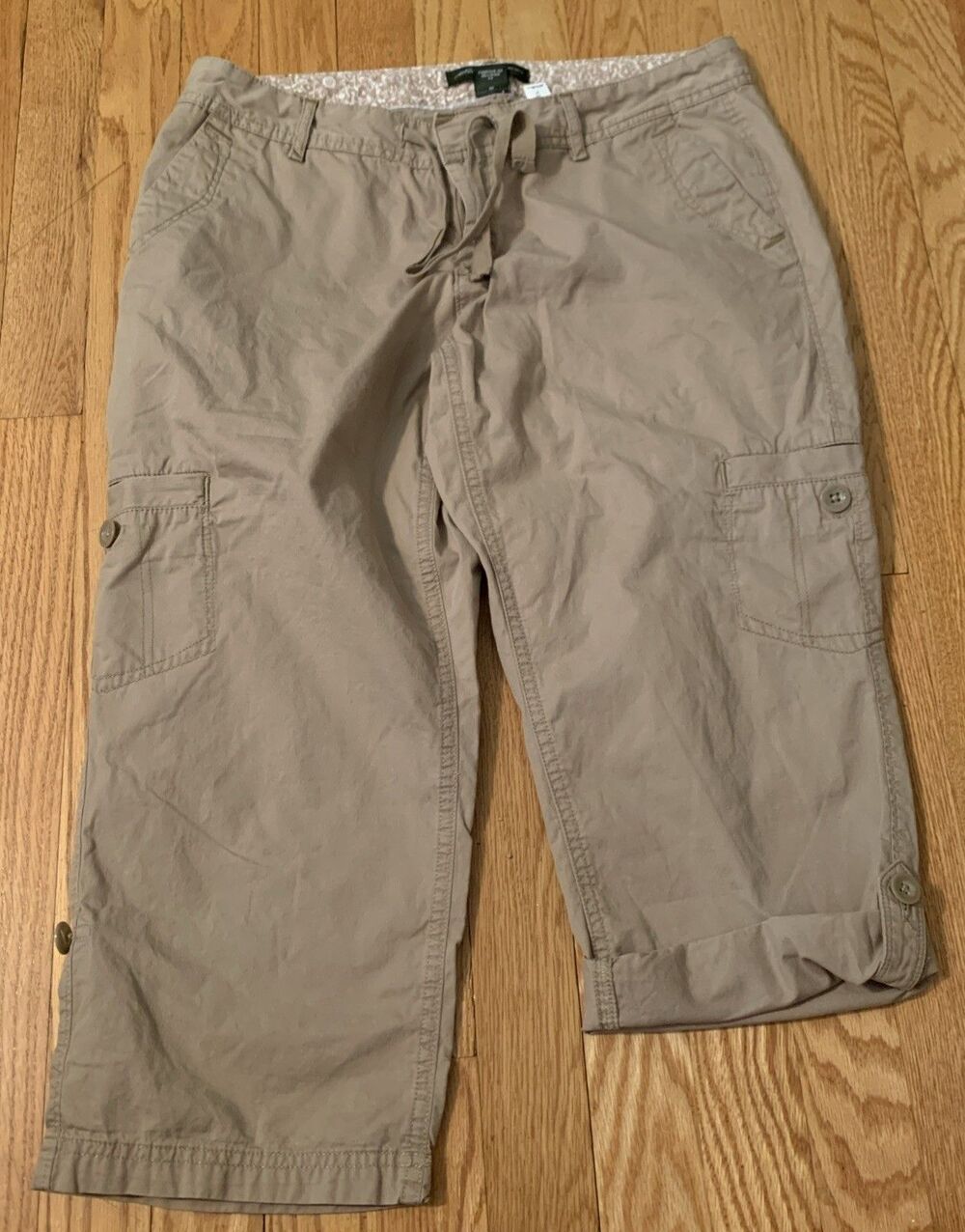 Eddie Bauer Capri Cargo Pants Womens 8P Petite Beige Outdoor Hiking 34x20.5 - Picture 11 of 12